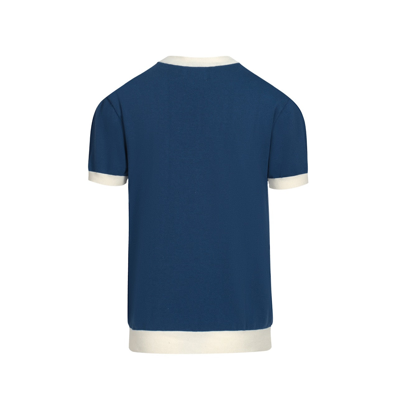 T-shirt Tricot Colorblock pour Hommes des Années 70 – Col Rond Rayé Bleu