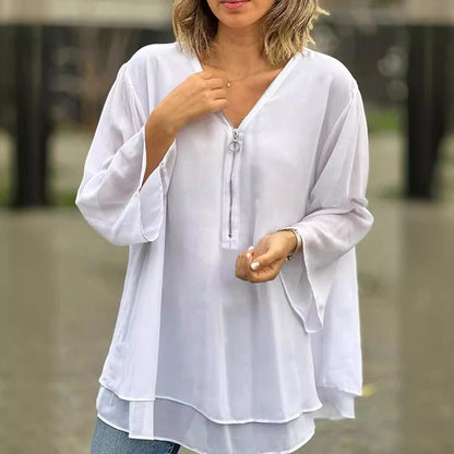 Lorelai | Blouse en Chiffon avec Fermeture Éclair