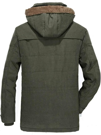Veste d'hiver à capuche pour homme - veste polaire épaisse de taille moyenne