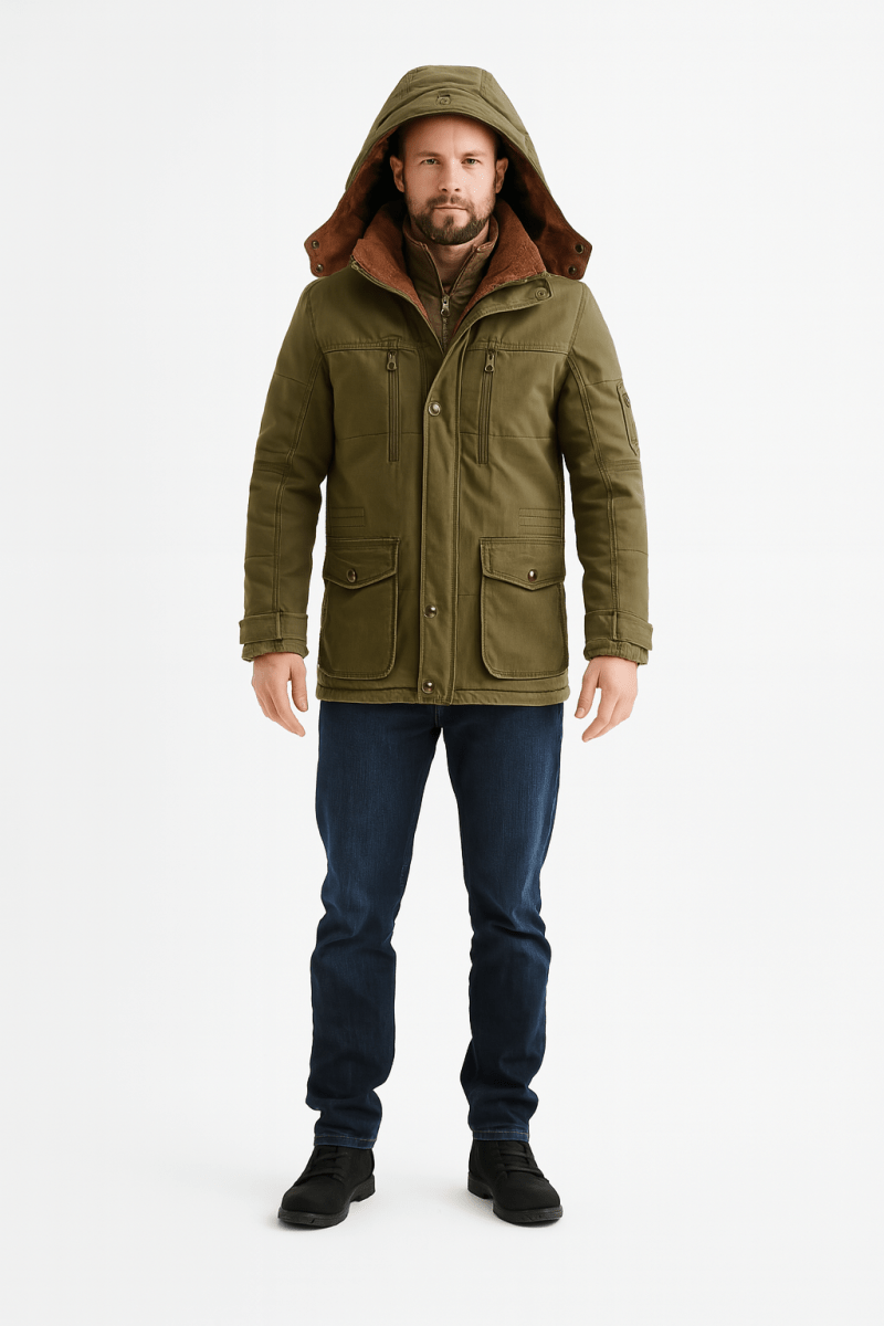 Veste d'hiver à capuche pour homme - veste polaire épaisse de taille moyenne