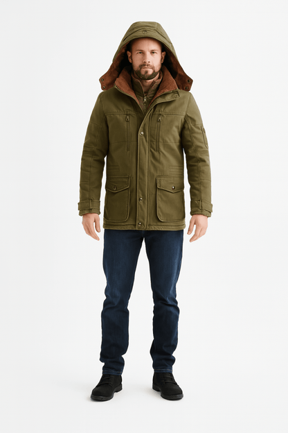 Veste d'hiver à capuche pour homme - veste polaire épaisse de taille moyenne