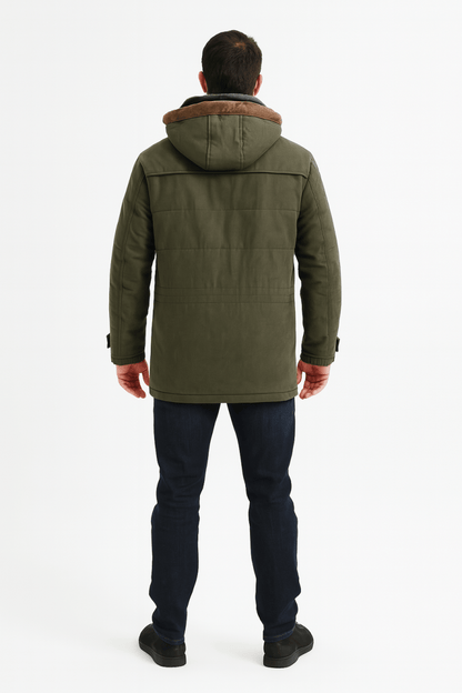 Veste d'hiver à capuche pour homme - veste polaire épaisse de taille moyenne