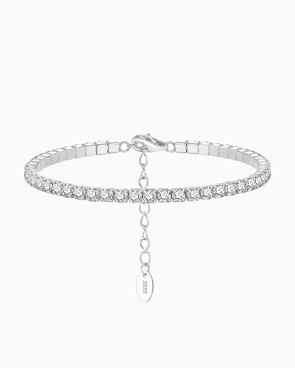 BRACELET GLACE BLANC. - 3MM