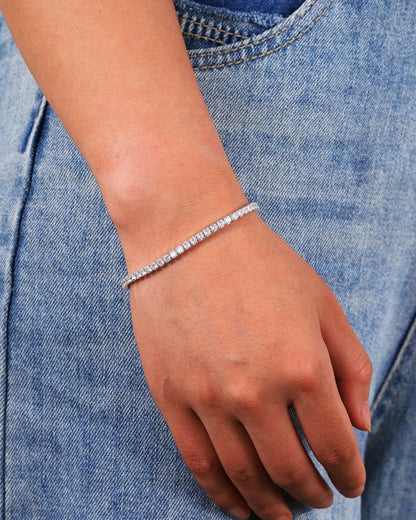 BRACELET GLACE BLANC. - 3MM